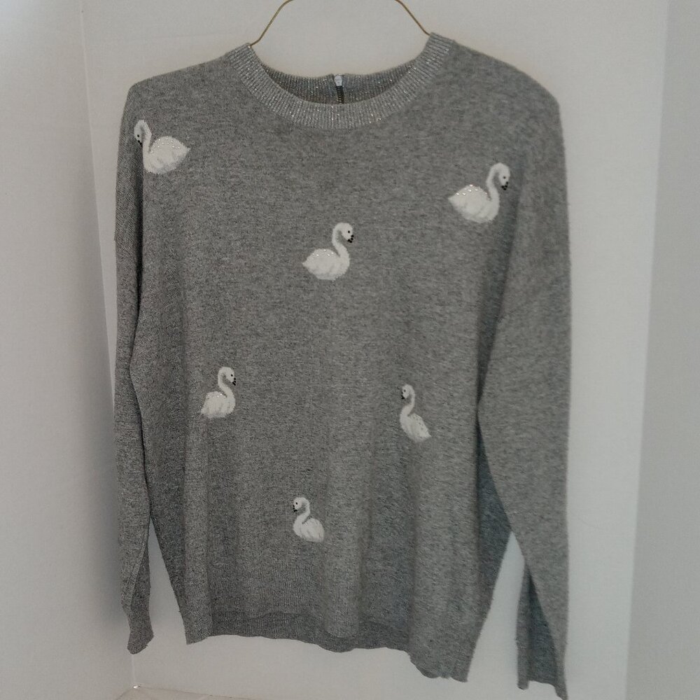 NEXT grey swan jumper wool blend US12